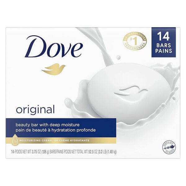 Dove Beauty Bar Cleanser for Gentle Soft Skin Care Original Made 14 Bars