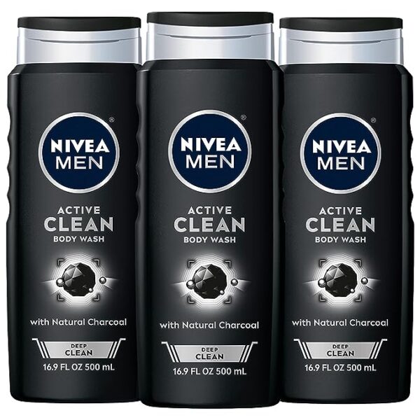 Nivea Men DEEP Active Clean Charcoal Body Wash, Exfoliating Body Wash