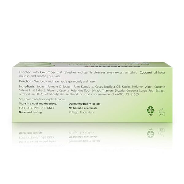 Himalaya Refreshing Cucumber Cleansing Bar, Face and Body Soap for Soft Skin, 4.41 oz, 6 Pack - Image 2