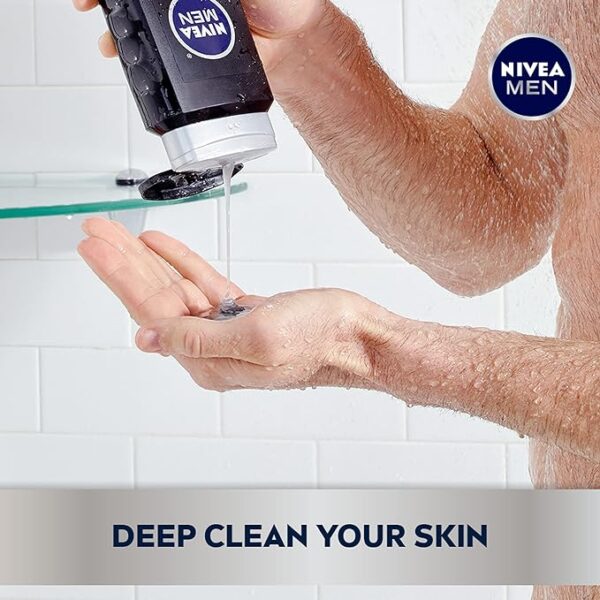 Nivea Men DEEP Active Clean Charcoal Body Wash, Exfoliating Body Wash - Image 2