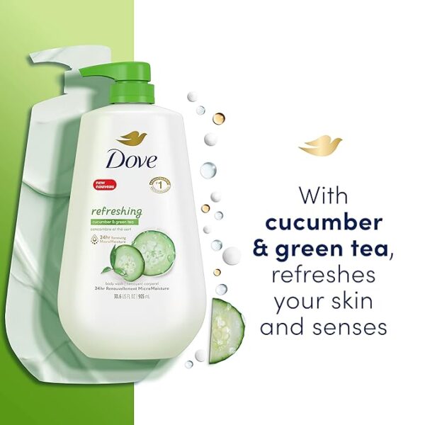 Dove Body Wash with Pump Refreshing Cucumber and Green Tea 3 Count - Image 4